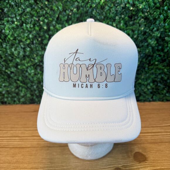 Stay Humble White Foam Hat Micah 6:8 Snapback Cap One Size - Picture 1 of 9